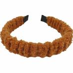 Haarband Diadeem Gerimpeld Stof Oranje Bruin, Nieuw