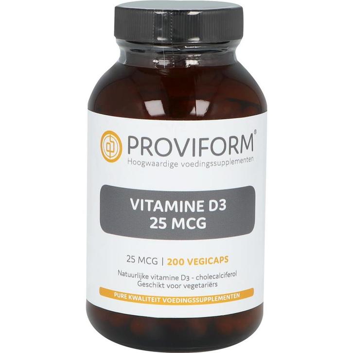 Proviform Vitamine D3 25 mcg - 200 Vegetarische capsules, Sport en Fitness, Gezondheidsproducten en Wellness, Verzenden