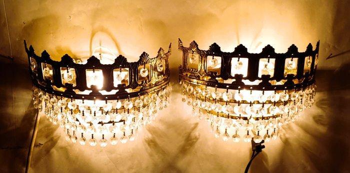 Wandlamp (2) - Verguld messing, Antiek en Kunst, Curiosa en Brocante