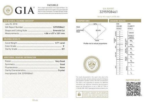 1 pcs Diamant (Natuurlijk) - 0.71 ct - Smaragd - E - SI1 -, Sieraden, Tassen en Uiterlijk, Edelstenen