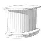 Super high glossy toonbank wit rond met plankenvak 90 cm