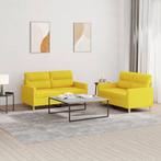 vidaXL 2-delige Loungeset met kussens stof lichtgeel, Huis en Inrichting, Verzenden, Nieuw, Vierpersoons of meer, Stof