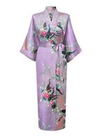 KIMU® Kimono Lila 3/4 S-M Yukata Satijn Onder de Knie Driekw, Kleding | Dames, Nieuw, Carnaval, Ophalen of Verzenden, Maat 36 (S)