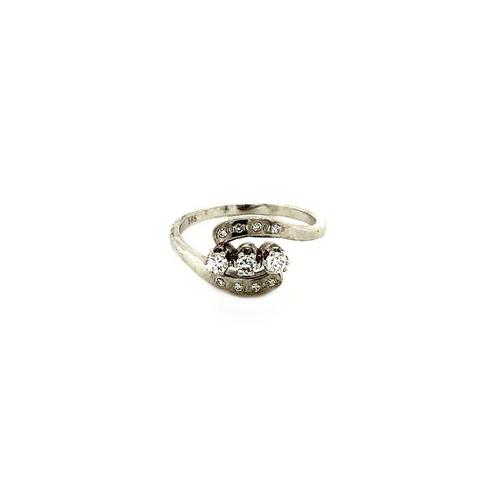 Witgouden slagring met diamant 14 krt, Sieraden, Tassen en Uiterlijk, Ringen, Wit, Zo goed als nieuw, Goud, Verzenden
