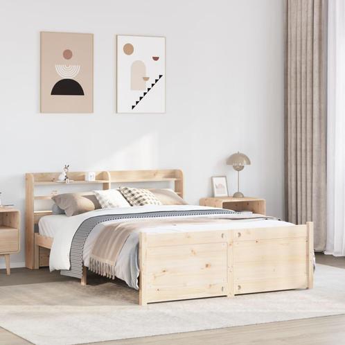 vidaXL Bedframe met hoofdbord massief grenenhout 160x200 cm, Huis en Inrichting, Slaapkamer | Bedden, 160 cm, 200 cm, Bruin, Tweepersoons