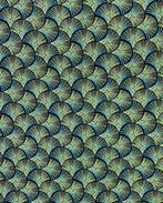 Cretonne Katoen Waaiers Groen, Nieuw, Groen