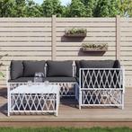 vidaXL 5-delige Loungeset met kussens staal wit, Tuin en Terras, Tuinsets en Loungesets, Verzenden, Nieuw, Rvs, Loungeset