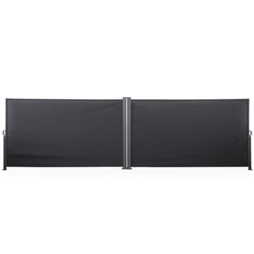 Uittrekbaar dubbel windscherm - zwart - 600 x 11 x 160 cm beschikbaar voor biedingen