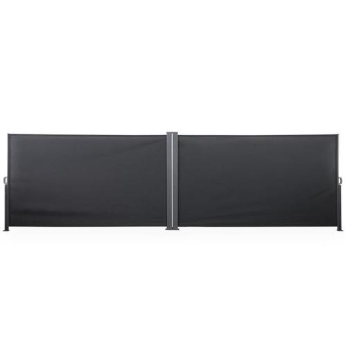 Uittrekbaar dubbel windscherm - zwart - 600 x 11 x 160 cm, Caravans en Kamperen, Windschermen, Nieuw, Verzenden