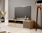 Meubella TV-Meubel licht eiken 161cm TV kast met lades, Huis en Inrichting, Kasten | Televisiemeubels, Nieuw, 150 tot 200 cm, Overige materialen