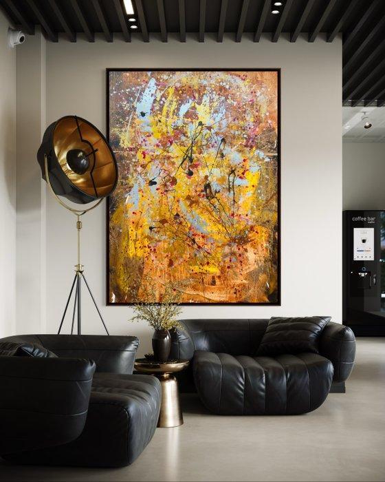 Dominik Brunner (1988) - Golden Rain # a1193, Antiek en Kunst, Kunst | Schilderijen | Modern