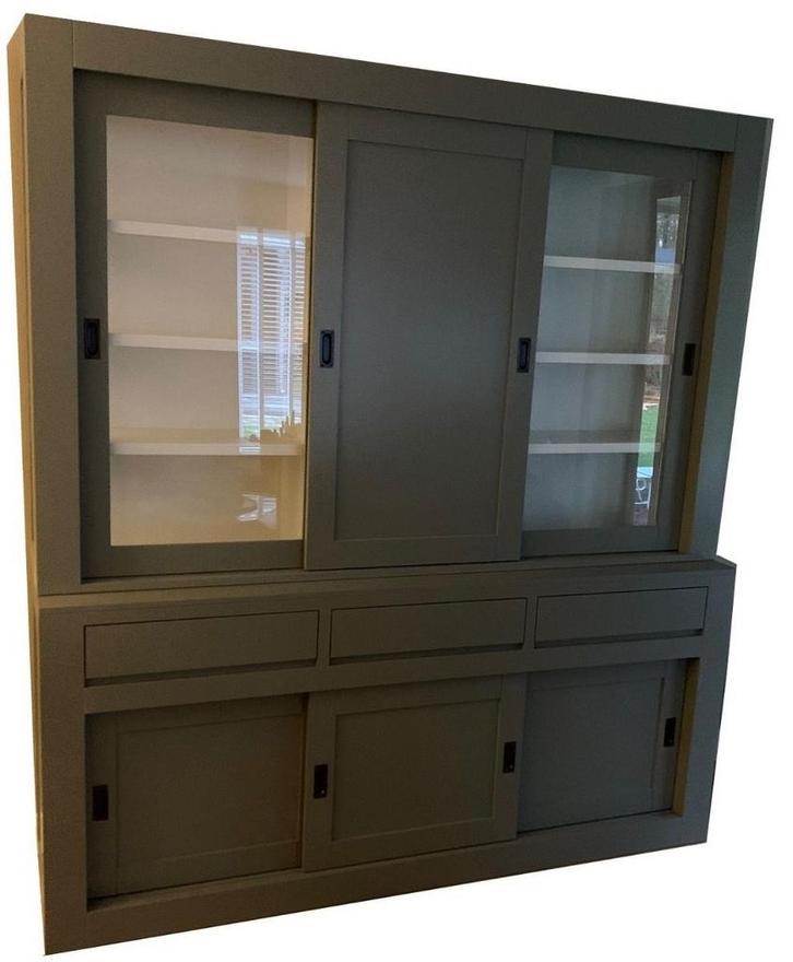 Buffetkast betongrijs Schagen 200cm dichte middendeur, Huis en Inrichting, Kasten | Buffetkasten, Ophalen of Verzenden