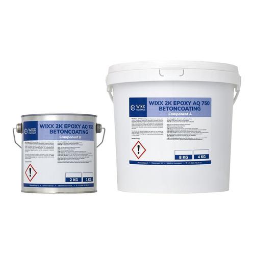 Wixx 2K Epoxy AQ 750 Betoncoating RAL 9002 | Grijswit, Doe-het-zelf en Verbouw, Verf, Beits en Lak, Verf, Wit, Nieuw, Verzenden
