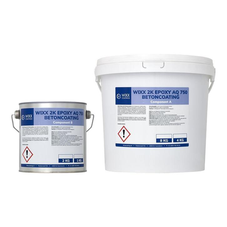 Wixx 2K Epoxy AQ 750 Betoncoating RAL 9002 | Grijswit, Doe-het-zelf en Verbouw, Verf, Beits en Lak, Verf, Wit, Nieuw, Verzenden