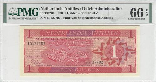 1970 Netherlands Antilles P 20a 1 Gulden Pmg 66 Epq, Postzegels en Munten, Bankbiljetten | Europa | Niet-Eurobiljetten, Verzenden