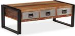 vidaXL Salontafel met 3 lades - 100x50x35 - cm - massief -, Huis en Inrichting, Tafels | Salontafels, Ophalen of Verzenden, Gebruikt