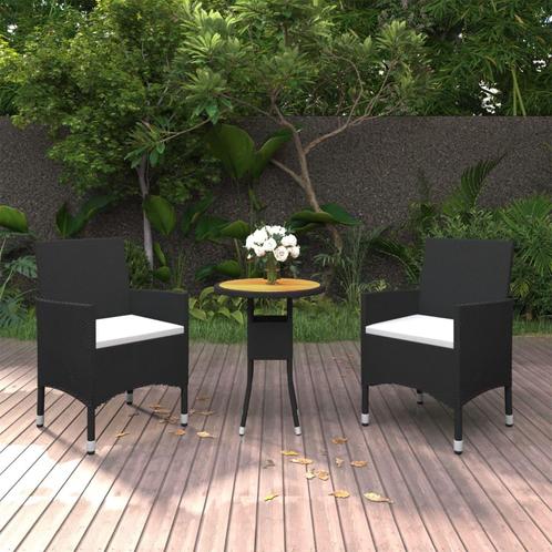 vidaXL 3-delige Tuinset poly rattan zwart, Tuin en Terras, Tuinsets en Loungesets, Tuinset, Nieuw, Rotan, Verzenden