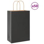 vidaXL Papieren zakjes 50 st met hengsels 21x11x31 cm zwart, Diversen, Verzenden, Nieuw