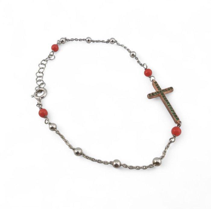 Koraal - Zilver - Armband - Italiaanse ambacht, Antiek en Kunst, Antiek | Boeken en Bijbels