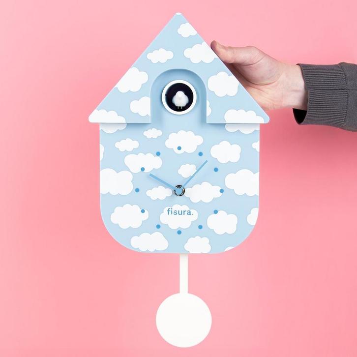 Koekoeksklok - Blauw met wolken, Huis en Inrichting, Woonaccessoires | Klokken, Verzenden
