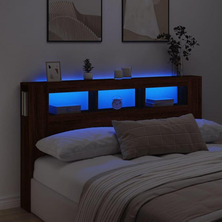 vidaXL Hoofdeinde met LED 180x18,5x103,5 cm bewerkt hout, Huis en Inrichting, Slaapkamer | Bedden, Bruin, Nieuw, Hout, Verzenden