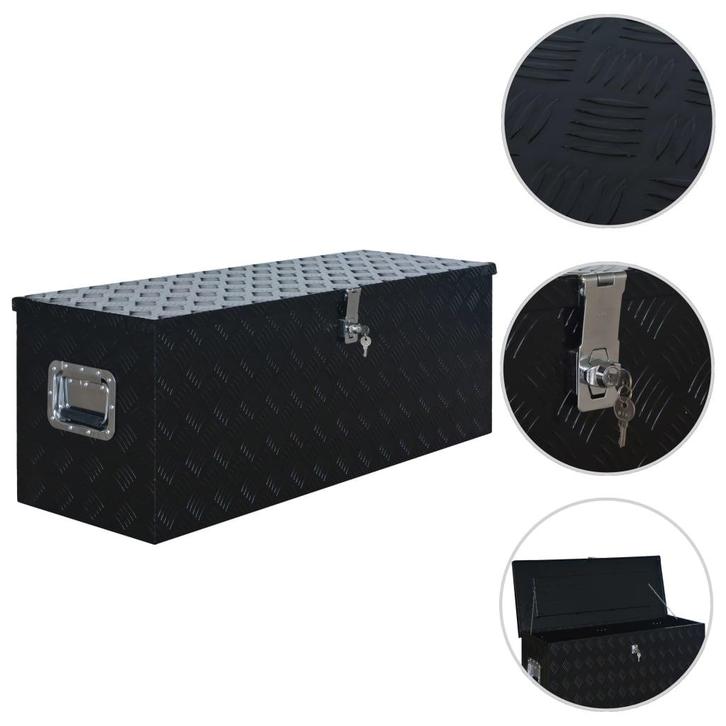 vidaXL Aluminium kist 1085x370x400 mm zwart, Doe-het-zelf en Verbouw, Gereedschapskisten, Nieuw, Verzenden