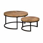 *WOONWINKEL* Tower Living Viola Mangohouten Salontafelset Na, Huis en Inrichting, Tafels | Salontafels, Verzenden, Nieuw