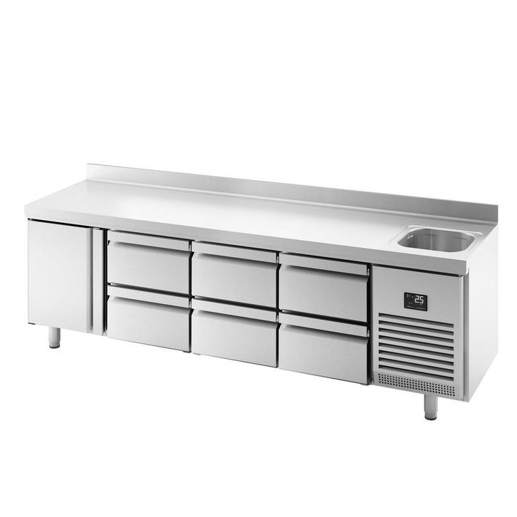 GGM Gastro | Koelwerkbank Premium PLUS - 2452x600mm - met 1, Zakelijke goederen, Horeca | Keukenapparatuur, RVS Meubilair, Verzenden