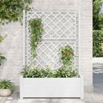 vidaXL Plantenbak met latwerk 100x43x142 cm PP wit, Tuin en Terras, Bloembakken en Plantenbakken, Kunststof, 100 cm of meer, Verzenden