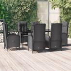 vidaXL 7-delige Tuinset met kussens poly rattan zwart, Tuin en Terras, Verzenden, Nieuw, Rotan, Tuinset