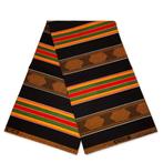 Afrikaanse Kente stof Zwart Pan African kente print AF-4046, Ophalen of Verzenden, Nieuw
