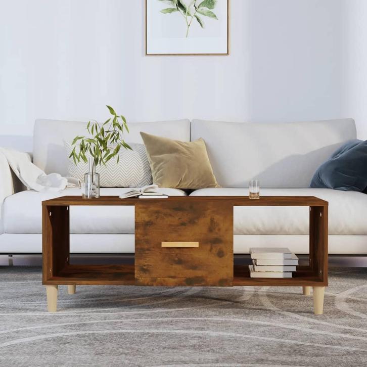 vidaXL Salontafel 102x50x40 cm bewerkt hout gerookt, Huis en Inrichting, Tafels | Salontafels, 100 tot 150 cm, Nieuw, Overige houtsoorten