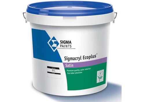 Sigmacryl Ecoplus Satin - wit - 5 liter (MUURVERF LATEX), Doe-het-zelf en Verbouw, Verf, Beits en Lak, Verf, Wit, Nieuw, 5 tot 10 liter