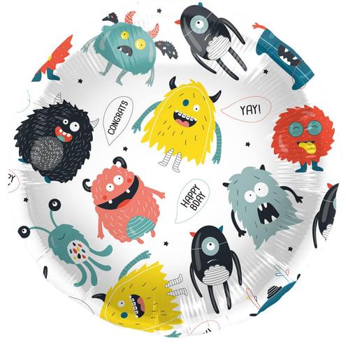 Helium Ballon Happy Birthday Monsters Leeg 45cm, Hobby en Vrije tijd, Feestartikelen, Nieuw, Verzenden