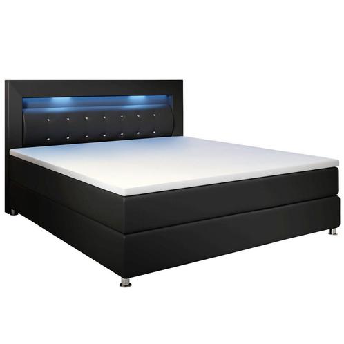 Boxspringbed Montana - 120 x 200 cm - Zwart, Huis en Inrichting, Slaapkamer | Bedden, 120 cm, 200 cm, Zwart, Twijfelaar, Nieuw