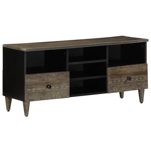 vidaXL Tv-meubel 100x33x46 cm massief mangohout zwart, Huis en Inrichting, Kasten | Televisiemeubels, Nieuw, Grenenhout, Verzenden