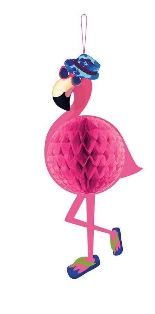 Hawaii Honeycomb Flamingo 58cm, Hobby en Vrije tijd, Feestartikelen, Nieuw, Verzenden