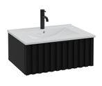 Badkamermeubel Set Fraser 60cm - Hoogglans zwart - 1 lade, Verzenden, Nieuw, Wastafelkast