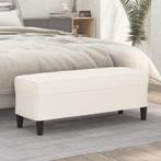 vidaXL Bankje 100x35x41 cm kunstleer crèmekleurig, Verzenden, Nieuw, Leer, Minder dan 150 cm