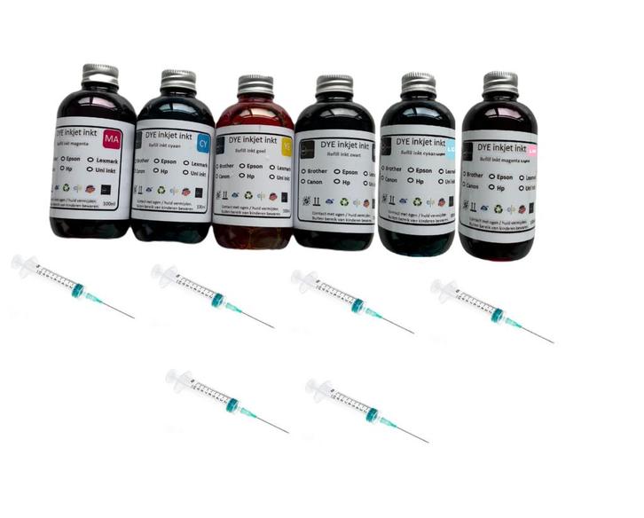 Geschikt HP navul inkt SET VAN 6 KLEUREN Bk C M Y LC en LM, Computers en Software, Printerbenodigdheden, Cartridge, Nieuw