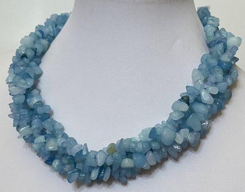 Halsband van 4 wikkelingen van natuurlijke aquamarijn (600, Antiek en Kunst, Antiek | Boeken en Bijbels