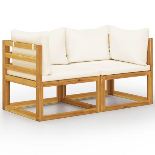 vidaXL Tuinbank 2-zits met crèmewitte kussens, Tuin en Terras, Tuinbanken, Nieuw, Hout, Verzenden