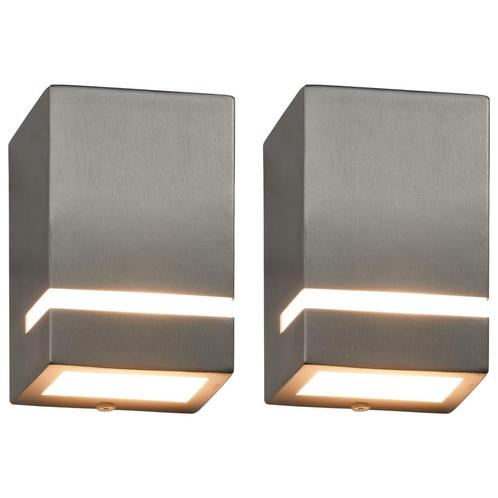 vidaXL Buitenwandlampen 2 st 35 W rechthoekig zilverkleurig, Tuin en Terras, Buitenverlichting, Nieuw, Verzenden
