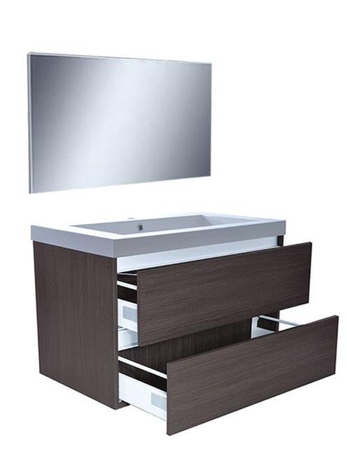 Vision meubelset (incl. spiegel) 80 cm houtnerf grijs, Huis en Inrichting, Badkamer | Badkamermeubels, Nieuw, Verzenden