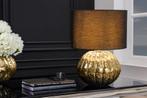 Design tafellamp ABSTRACT 50cm goudzwarte metalen stoffen, Huis en Inrichting, Lampen | Tafellampen, Nieuw, Ophalen of Verzenden