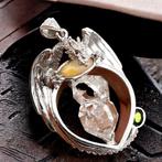 Herkimer Diamond, Ethiopian Opal, Peridot Draak zilveren