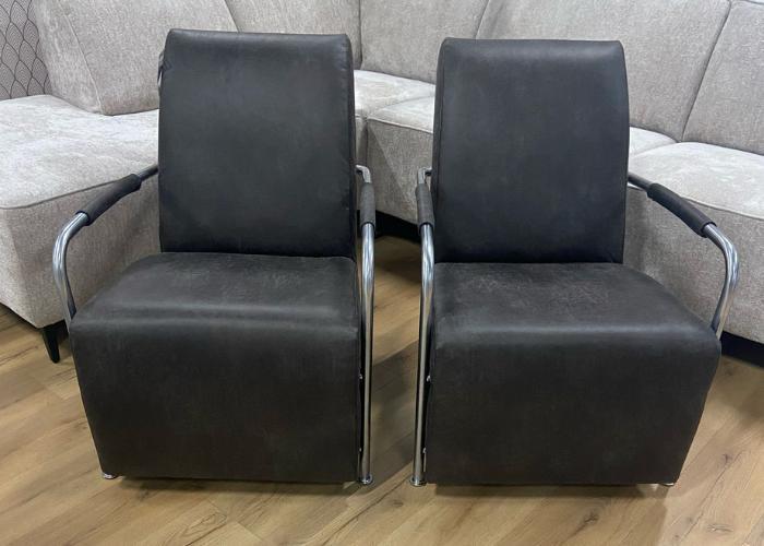 Gelderland Fauteuil - Refurbished  Antraciet Microleder, Huis en Inrichting, Fauteuils, 75 tot 100 cm, Zo goed als nieuw, 50 tot 75 cm
