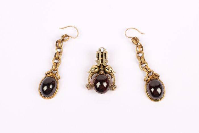 2-delige sieradenset - 14 karaat Geel goud - Victoriaanse, Sieraden, Tassen en Uiterlijk, Antieke sieraden