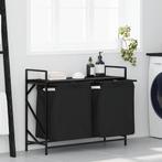 vidaXL Wasmand 2 vakken met plank zwart eikenkleurig, Verzenden, Nieuw