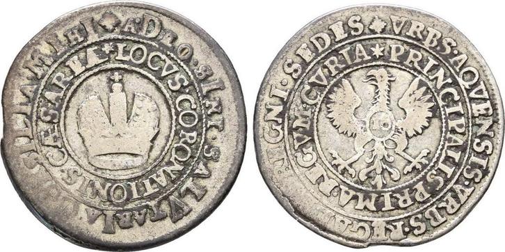 Zilvernes Ratszeichen zu 16 Mark o J, 1711 Aachen Stadt:, Postzegels en Munten, Munten | Europa | Niet-Euromunten, Verzenden